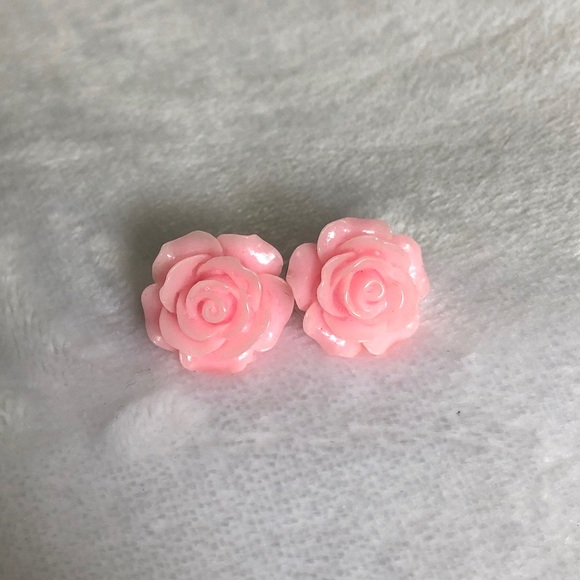 Pink Rose Studs - Picture 3 of 9